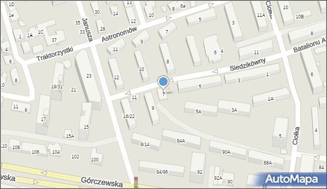 Warszawa, Siedzikówny-Inki Danuty, 7, mapa Warszawy