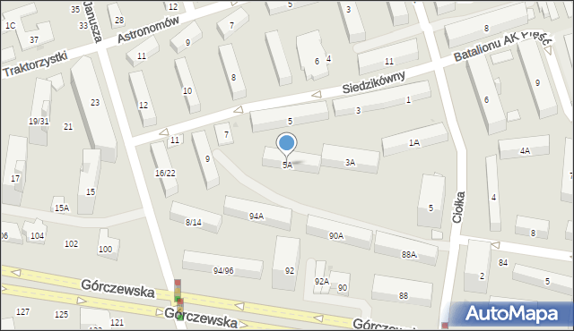 Warszawa, Siedzikówny-Inki Danuty, 5A, mapa Warszawy