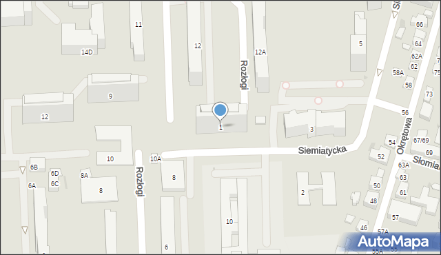 Warszawa, Siemiatycka, 1, mapa Warszawy