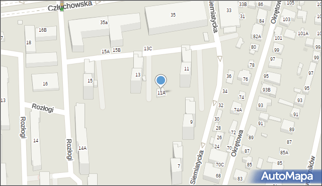 Warszawa, Siemiatycka, 11A, mapa Warszawy