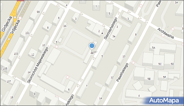 Warszawa, Siemieńskiego Józefa, 4a, mapa Warszawy