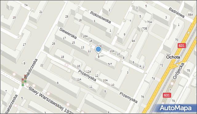 Warszawa, Siewierska, 9, mapa Warszawy