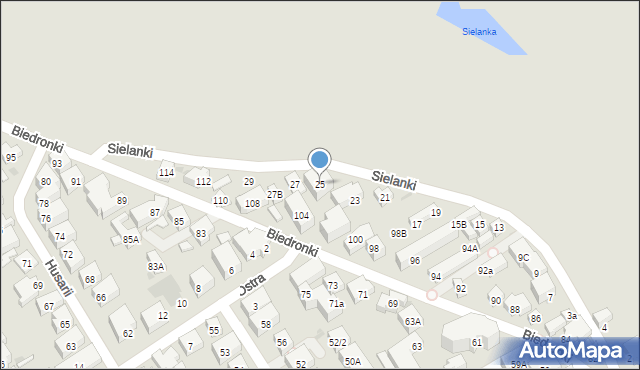 Warszawa, Sielanki, 25, mapa Warszawy