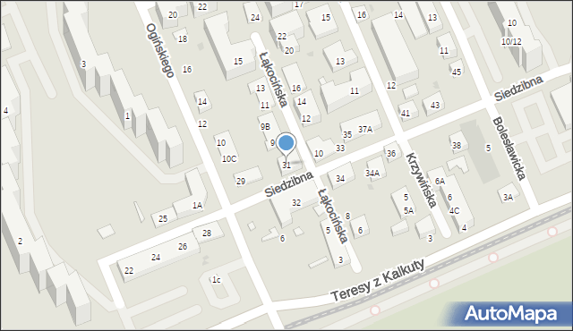 Warszawa, Siedzibna, 31, mapa Warszawy