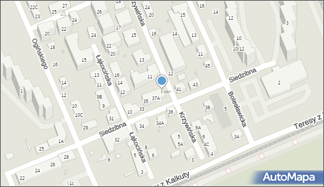 Warszawa, Siedzibna, 39A, mapa Warszawy
