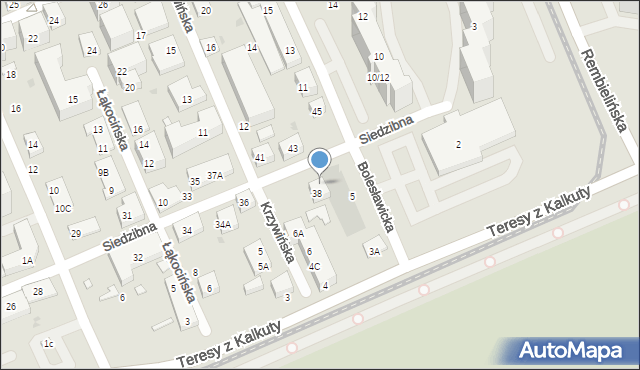 Warszawa, Siedzibna, 40, mapa Warszawy