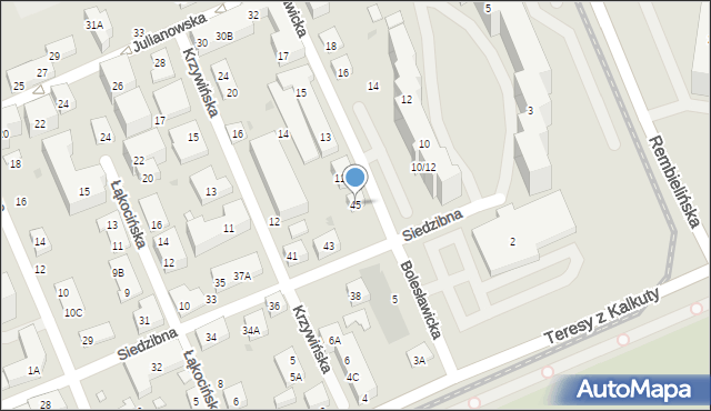 Warszawa, Siedzibna, 45, mapa Warszawy