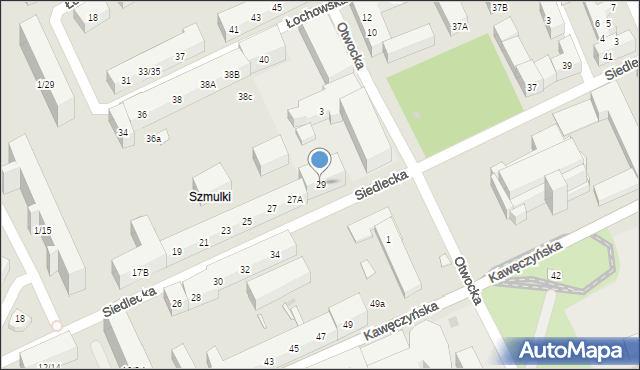 Warszawa, Siedlecka, 29, mapa Warszawy