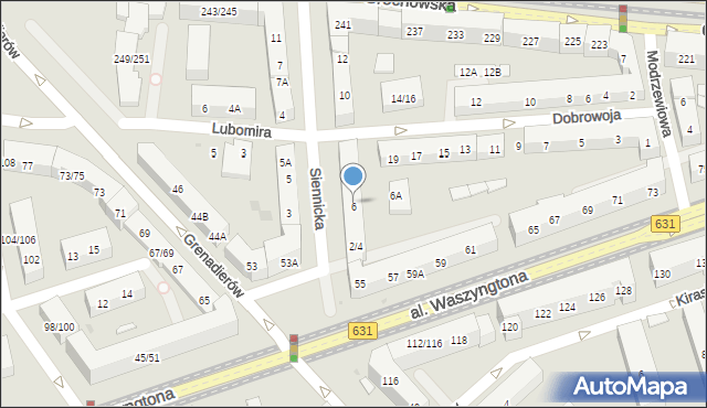 Warszawa, Siennicka, 6, mapa Warszawy