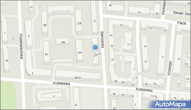 Warszawa, Siennicka, 19, mapa Warszawy