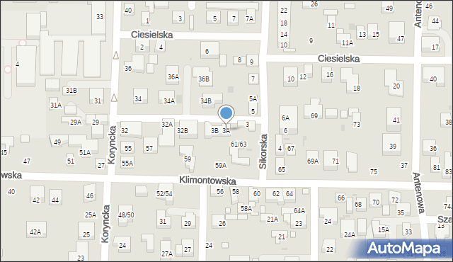 Warszawa, Sikorska, 3A, mapa Warszawy