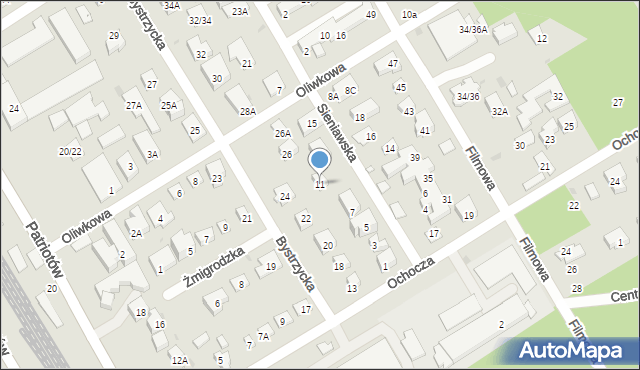 Warszawa, Sieniawska, 11, mapa Warszawy