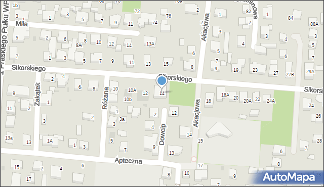 Warszawa, Sikorskiego Władysława, gen., 14, mapa Warszawy