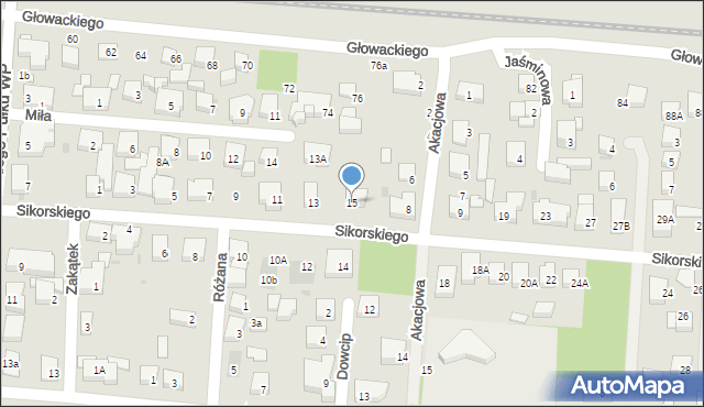 Warszawa, Sikorskiego Władysława, gen., 15, mapa Warszawy