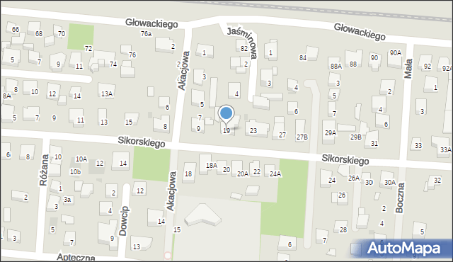 Warszawa, Sikorskiego Władysława, gen., 19, mapa Warszawy