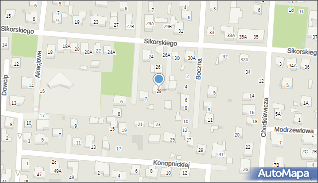 Warszawa, Sikorskiego Władysława, gen., 28, mapa Warszawy