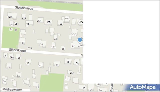 Warszawa, Sikorskiego Władysława, gen., 47A, mapa Warszawy