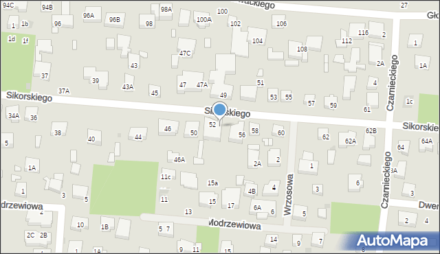 Warszawa, Sikorskiego Władysława, gen., 54, mapa Warszawy