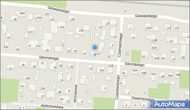 Warszawa, Sikorskiego Władysława, gen., 59, mapa Warszawy