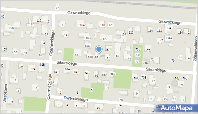 Warszawa, Sikorskiego Władysława, gen., 65A, mapa Warszawy