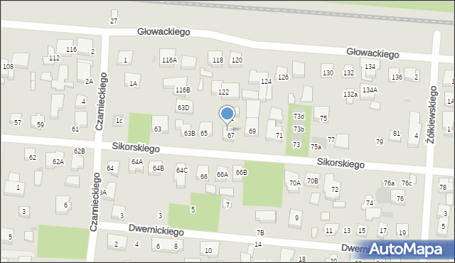 Warszawa, Sikorskiego Władysława, gen., 67a, mapa Warszawy