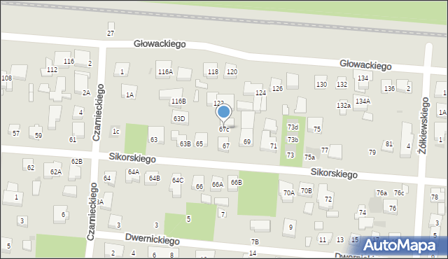 Warszawa, Sikorskiego Władysława, gen., 67c, mapa Warszawy