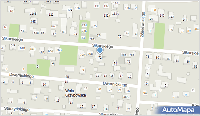 Warszawa, Sikorskiego Władysława, gen., 72, mapa Warszawy