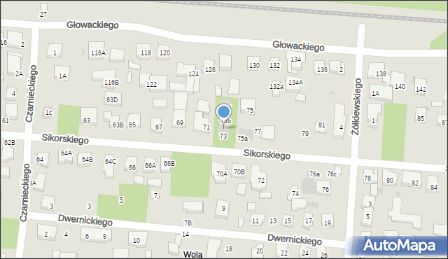 Warszawa, Sikorskiego Władysława, gen., 73a, mapa Warszawy