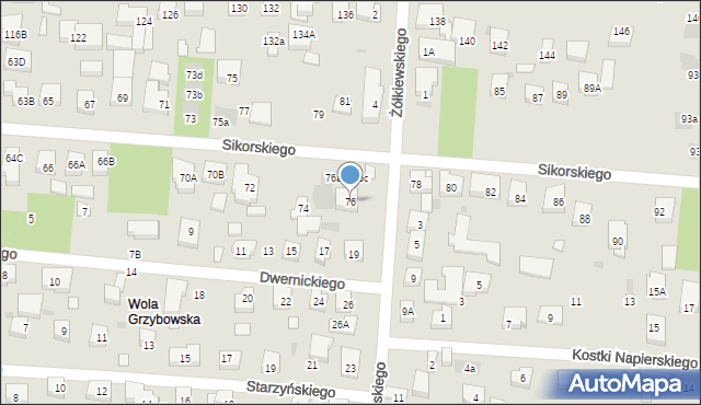Warszawa, Sikorskiego Władysława, gen., 76, mapa Warszawy