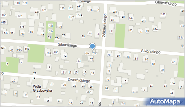 Warszawa, Sikorskiego Władysława, gen., 76b, mapa Warszawy