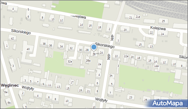 Węgliniec, Sikorskiego Władysława, gen., 26, mapa Węgliniec