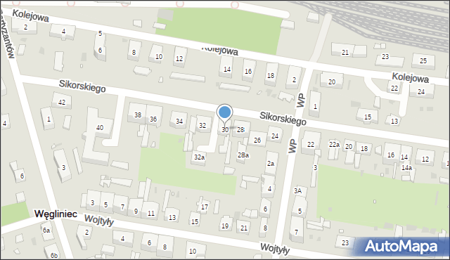 Węgliniec, Sikorskiego Władysława, gen., 30, mapa Węgliniec