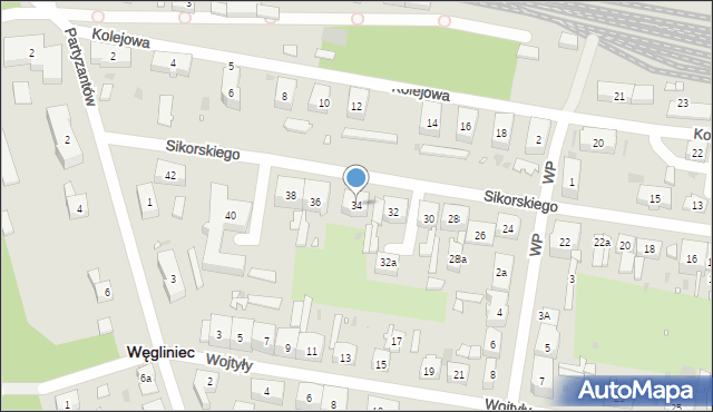 Węgliniec, Sikorskiego Władysława, gen., 34, mapa Węgliniec