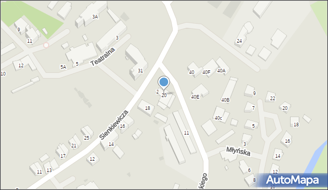 Węgorzewo, Sienkiewicza Henryka, 20, mapa Węgorzewo