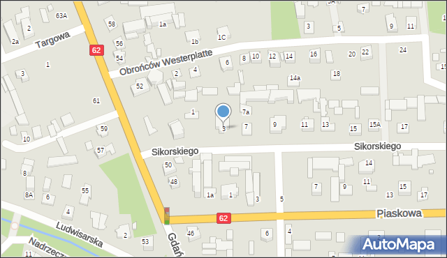 Węgrów, Sikorskiego Władysława, gen., 3, mapa Węgrów