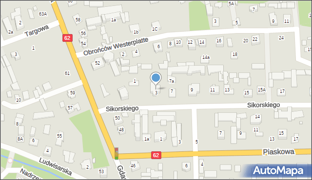 Węgrów, Sikorskiego Władysława, gen., 5, mapa Węgrów