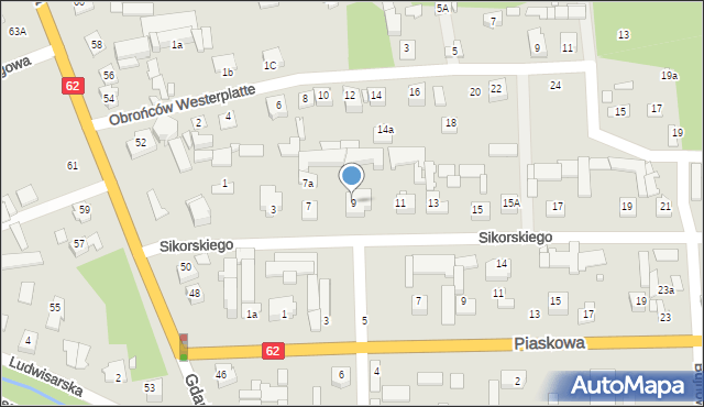 Węgrów, Sikorskiego Władysława, gen., 9, mapa Węgrów