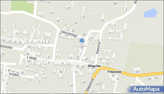 Wiązów, Sikorskiego Władysława, gen., 23, mapa Wiązów