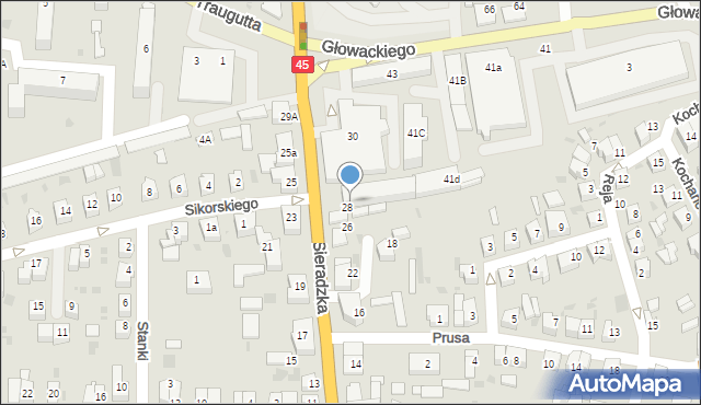 Wieluń, Sieradzka, 28a, mapa Wieluń