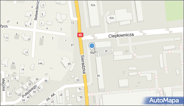 Wieluń, Sieradzka, 56a, mapa Wieluń