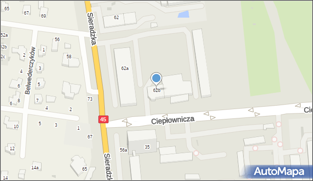 Wieluń, Sieradzka, 62b, mapa Wieluń