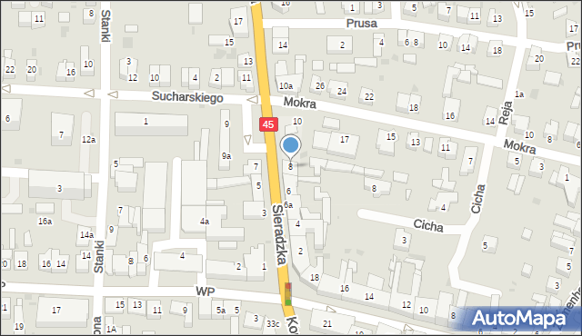 Wieluń, Sieradzka, 8, mapa Wieluń