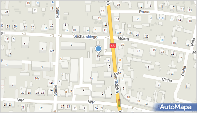 Wieluń, Sieradzka, 9a, mapa Wieluń