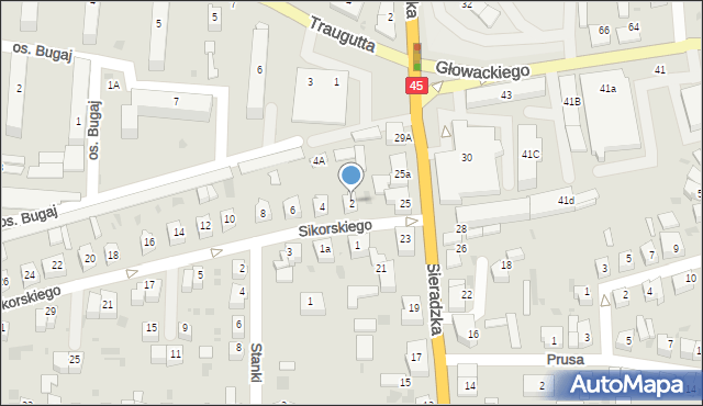 Wieluń, Sikorskiego Władysława, gen., 2, mapa Wieluń