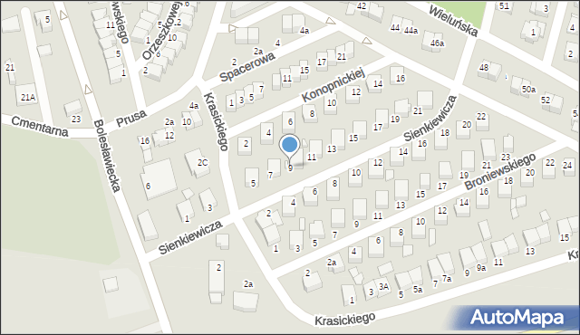 Wieruszów, Sienkiewicza Henryka, 9, mapa Wieruszów