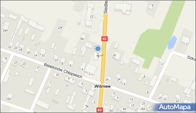 Wiśniew, Siedlecka, 7B, mapa Wiśniew