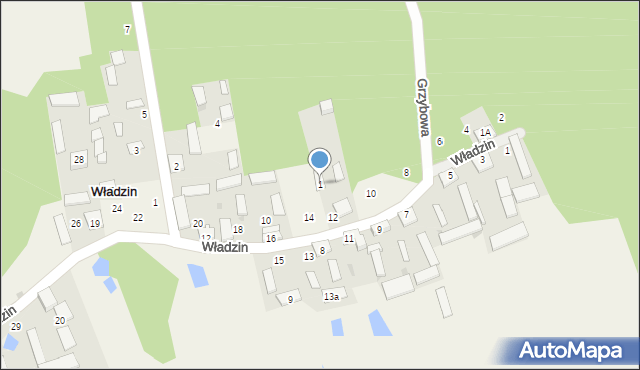Władzin, Siennicka, 1, mapa Władzin