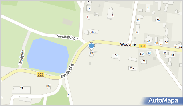 Wodynie, Siedlecka, 65, mapa Wodynie