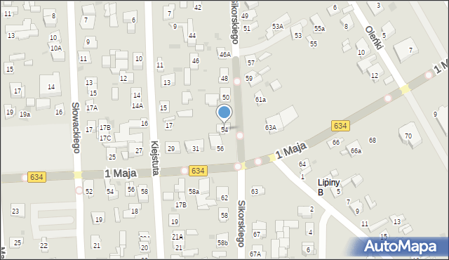 Wołomin, Sikorskiego Władysława, gen., 54, mapa Wołomin