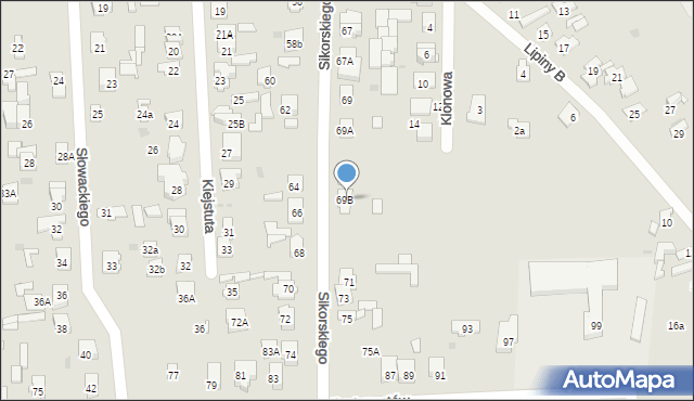 Wołomin, Sikorskiego Władysława, gen., 69C, mapa Wołomin
